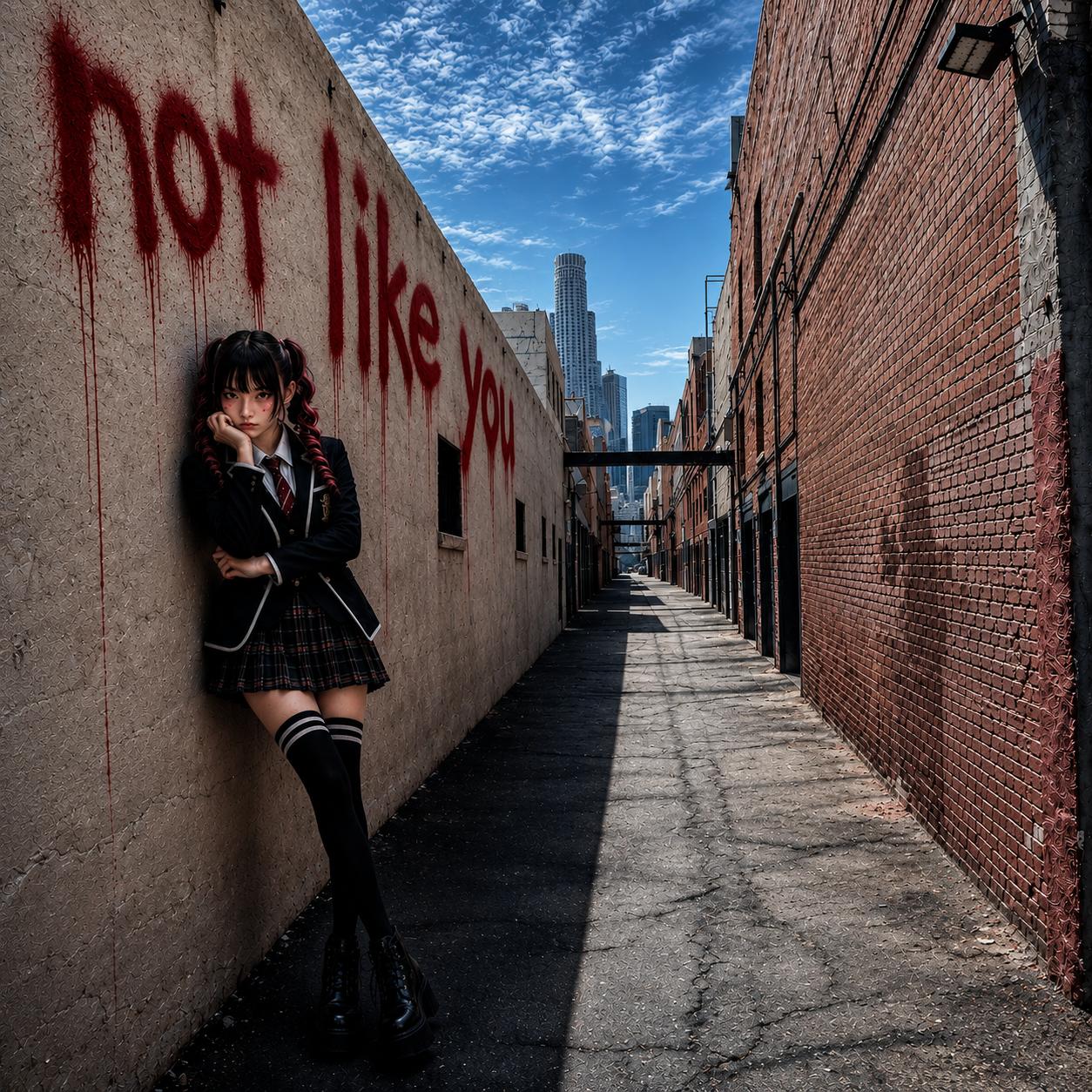 Not Like You - Ghost Bride Scarlett in a downtown alley
