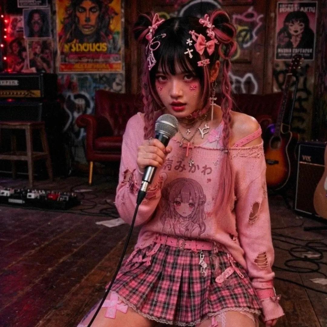 Ghost Bride Scarlett performing with a microphone